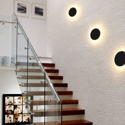 LED Circular Wall Sconce with Backlight Halo – Aluminum & Acrylic Fixture for Hallway, Bedroom, Living Room | Modern Indoor Lighting