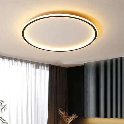 Round LED Flush Mount Ceiling Light — Modern Minimalist Design in Black, White & Gold Finish — Dimmable Nordic Style Overhead Fixture for