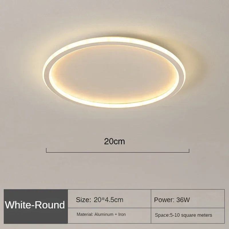 Round LED Flush Mount Ceiling Light — Modern Minimalist Design in Black, White & Gold Finish — Dimmable Nordic Style Overhead Fixture for