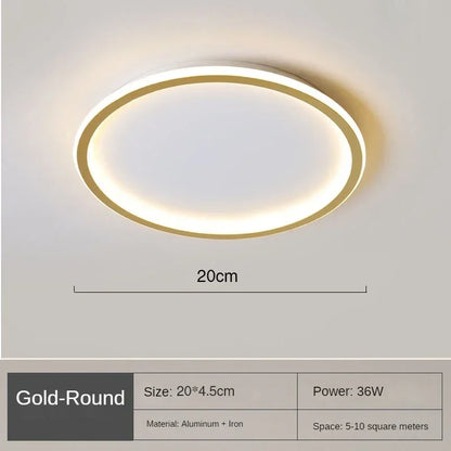 Round LED Flush Mount Ceiling Light — Modern Minimalist Design in Black, White & Gold Finish — Dimmable Nordic Style Overhead Fixture for