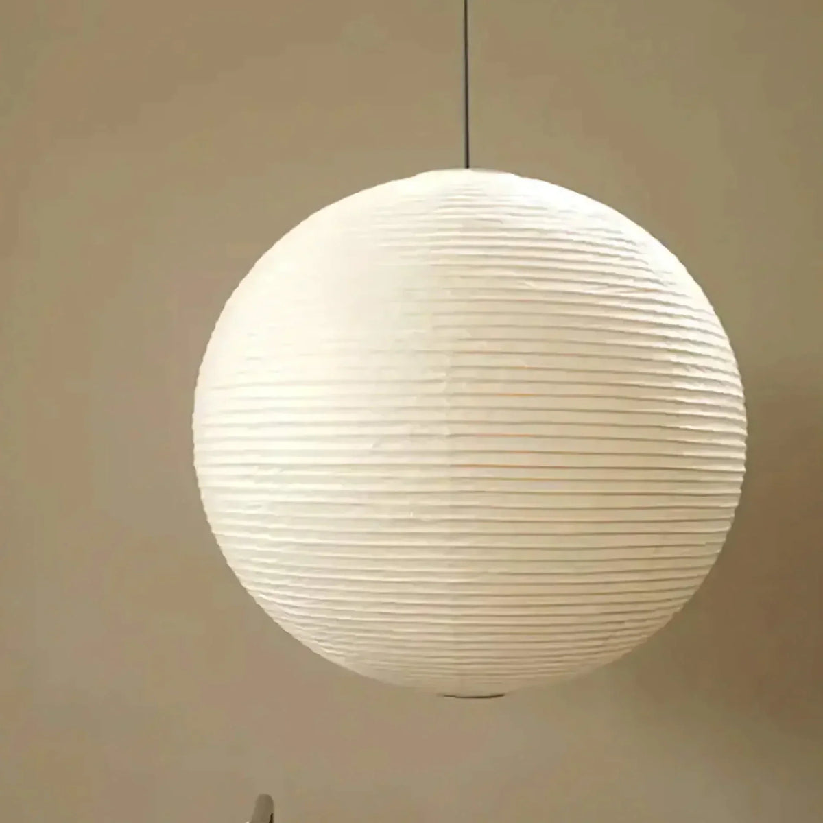 Paper Globe Hanging Light Fixture White Spherical Shade Soft Overhead Illumination for Bedrooms Living Areas Dining Rooms Calm Ambient Light