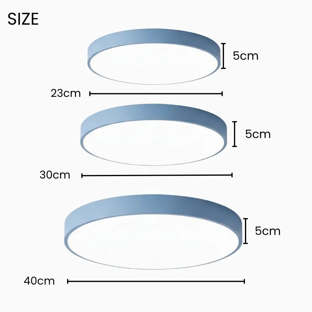 Modern Low-Profile LED Ceiling Light – 8 Vibrant Colors, Multiple Sizes, Dimmable Options for Bedroom, Living Room & Kids Spaces