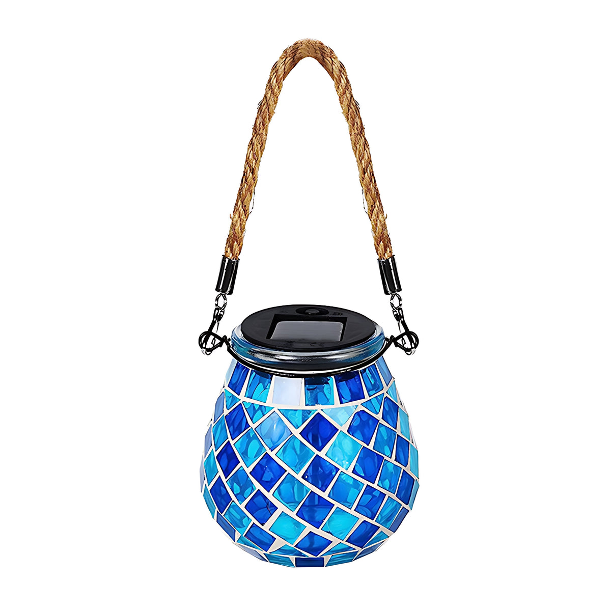 Solar Stained Glass Outdoor Lantern — Handcrafted Mosaic Garden Light with Auto Dusk-to-Dawn