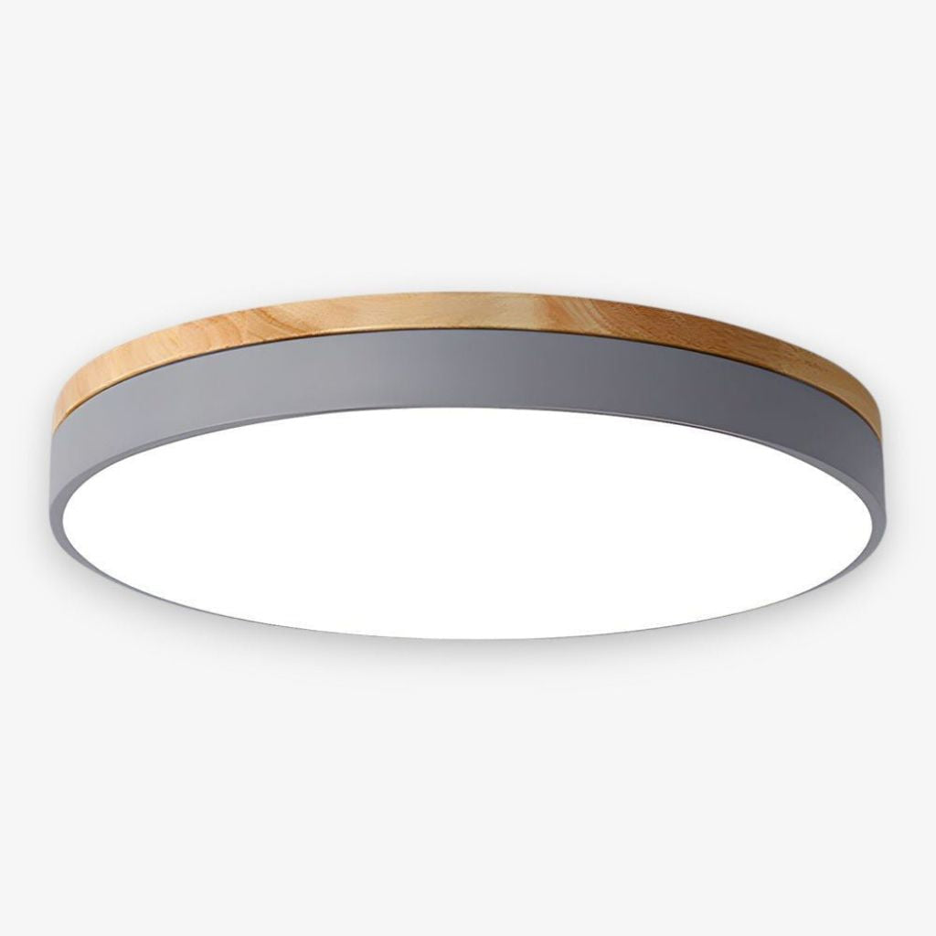 LED Flush Mount Ceiling Light Wood Frame Round Acrylic 12-20 Inch Hardwired Bedroom Living Room Office Kitchen Hallway Modern Minimalist