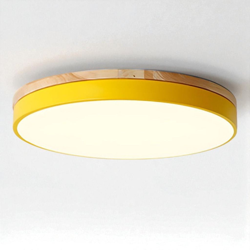 LED Flush Mount Ceiling Light Wood Frame Round Acrylic 12-20 Inch Hardwired Bedroom Living Room Office Kitchen Hallway Modern Minimalist