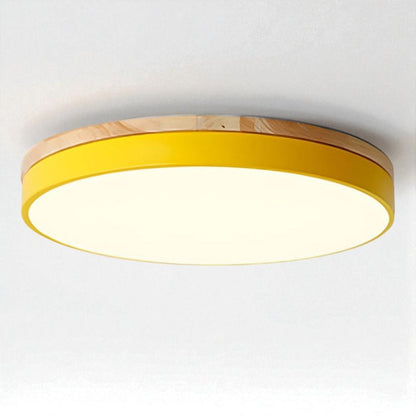 LED Flush Mount Ceiling Light Wood Frame Round Acrylic 12-20 Inch Hardwired Bedroom Living Room Office Kitchen Hallway Modern Minimalist