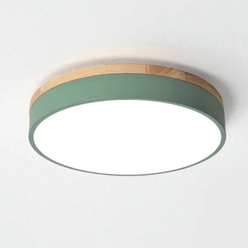 LED Flush Mount Ceiling Light Wood Frame Round Acrylic 12-20 Inch Hardwired Bedroom Living Room Office Kitchen Hallway Modern Minimalist