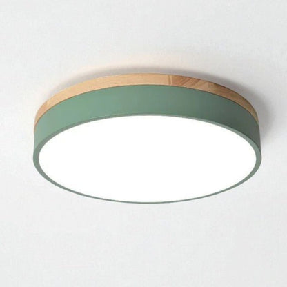 LED Flush Mount Ceiling Light Wood Frame Round Acrylic 12-20 Inch Hardwired Bedroom Living Room Office Kitchen Hallway Modern Minimalist