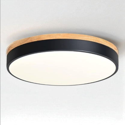 LED Flush Mount Ceiling Light Wood Frame Round Acrylic 12-20 Inch Hardwired Bedroom Living Room Office Kitchen Hallway Modern Minimalist