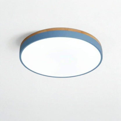 LED Flush Mount Ceiling Light Wood Frame Round Acrylic 12-20 Inch Hardwired Bedroom Living Room Office Kitchen Hallway Modern Minimalist