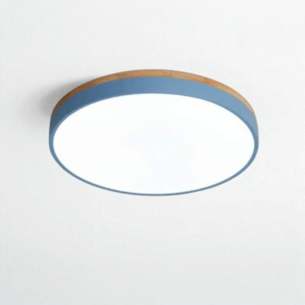 LED Flush Mount Ceiling Light Wood Frame Round Acrylic 12-20 Inch Hardwired Bedroom Living Room Office Kitchen Hallway Modern Minimalist