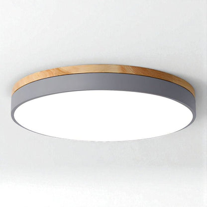 LED Flush Mount Ceiling Light Wood Frame Round Acrylic 12-20 Inch Hardwired Bedroom Living Room Office Kitchen Hallway Modern Minimalist