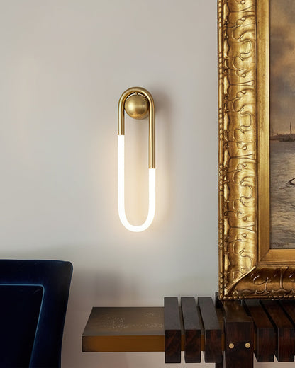 Sculptural Loop Sconce 9W Integrated LED Brass or Black Finish Dimmable Hardwired Fixture for Bedroom Hallway Living Room Contemporary Minim