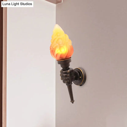 Single-Light Indoor Wall Sconce with Textured Glass Shade for Hallway, Living Room & Bedroom | Metal Bronze Finish Fixture with E26 Socket