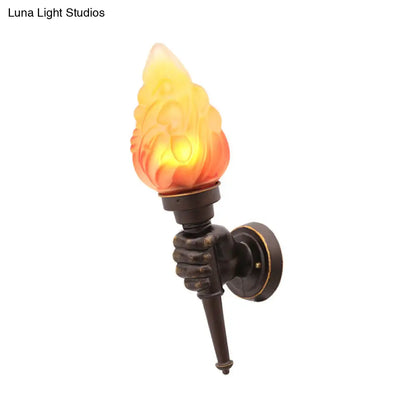 Single-Light Indoor Wall Sconce with Textured Glass Shade for Hallway, Living Room & Bedroom | Metal Bronze Finish Fixture with E26 Socket