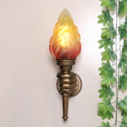 Single-Light Indoor Wall Sconce with Textured Glass Shade for Hallway, Living Room & Bedroom | Metal Bronze Finish Fixture with E26 Socket