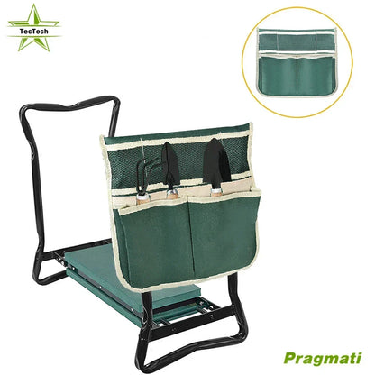 Portable Garden Kneeler Seat with Handles, Foam Cushion & Tool Pouch for Planting, Weeding & Yard Work