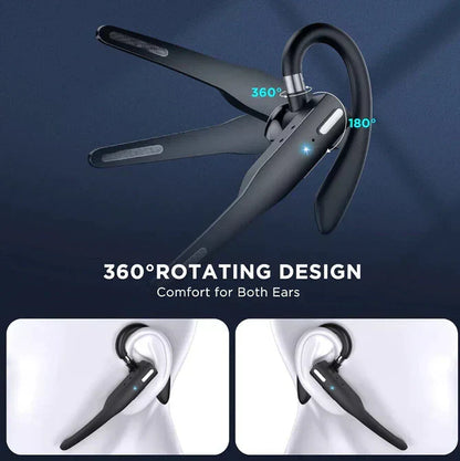 Single-Ear Wireless Earpiece with Noise Reduction & 33 ft Range for Driving, Delivery & Field Work