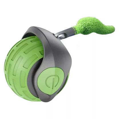 Self-Rolling Cat Ball with Feather Tail for Indoor Play – USB Rechargeable Obstacle-Sensing Pet Entertainment Toy