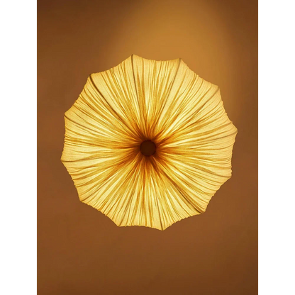 Fabric Hanging Light with Sculptural Pleated Shade – White Round Ceiling Fixture for Dining Room, Bedroom & Living Space – Adjustable Chain