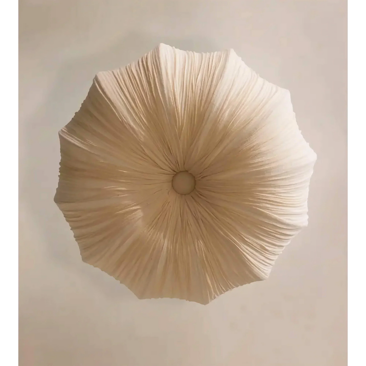 Fabric Hanging Light with Sculptural Pleated Shade – White Round Ceiling Fixture for Dining Room, Bedroom & Living Space – Adjustable Chain