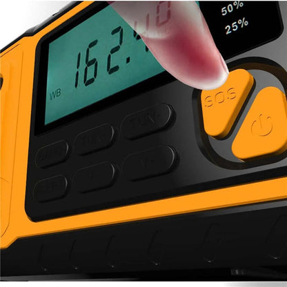 Hand-Crank Weather Radio with Phone Charger, Flashlight & Solar Power for Camping, Storms & Blackouts