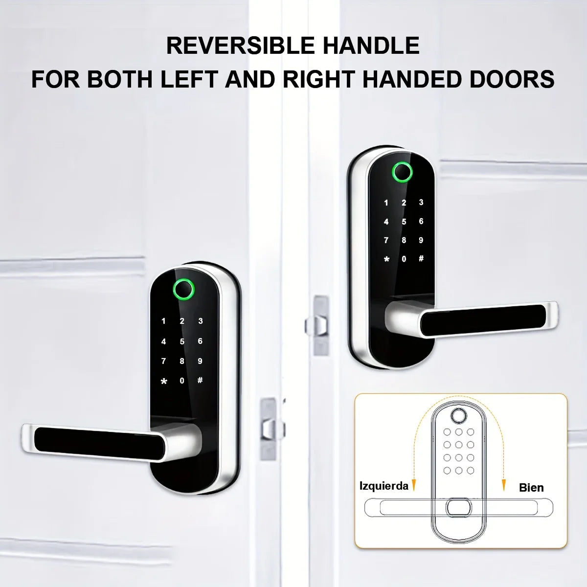 Biometric Door Lock with Fingerprint Scanner & App Control – 5 Entry Methods, 200 User Capacity