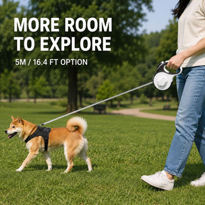 Ortekor LED Retractable Dog Leash for Evening Walks - Built-In Path Light, One-Hand Brake & 9.8/16.4 FT Range