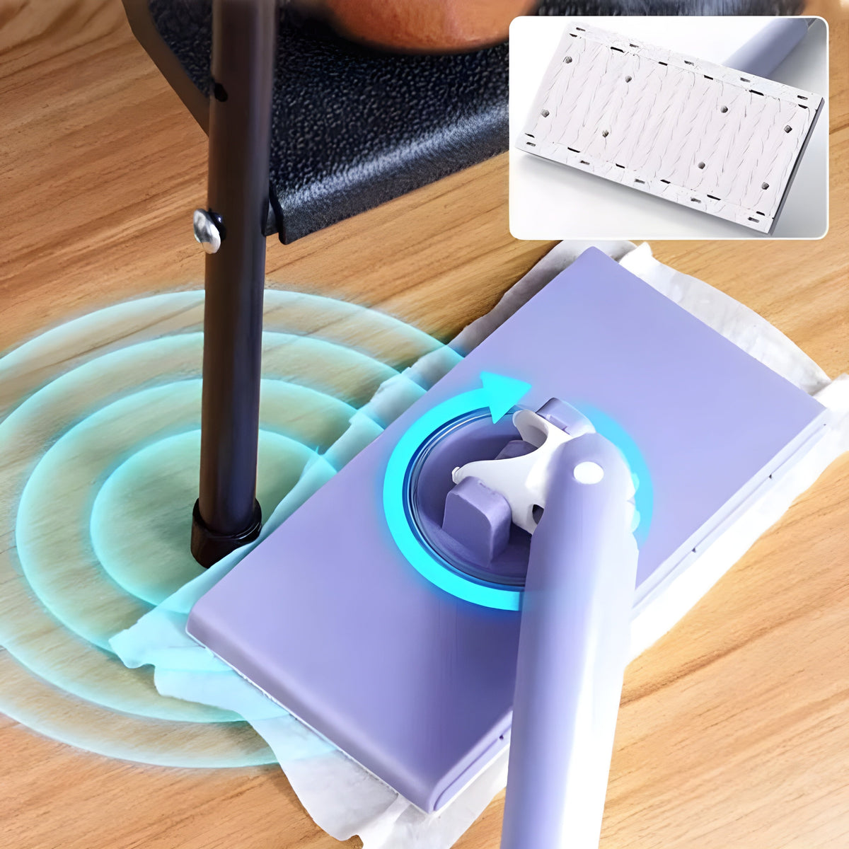 Hands-Free Flat Mop System with Swivel Head & Wall Mount for Hardwood, Tile & Laminate Floors | Easy-Release Pad Changer