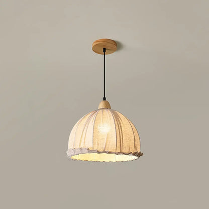 Wood & Linen Drum Ceiling Light 59 in Drop for Dining Tables Kitchen Islands E27 Socket Adjustable Hanging Fixture Natural Minimalist