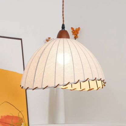 Wood & Linen Drum Ceiling Light 59 in Drop for Dining Tables Kitchen Islands E27 Socket Adjustable Hanging Fixture Natural Minimalist