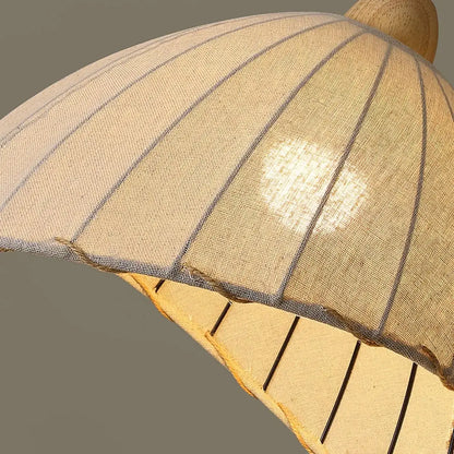 Wood & Linen Drum Ceiling Light 59 in Drop for Dining Tables Kitchen Islands E27 Socket Adjustable Hanging Fixture Natural Minimalist