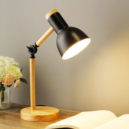 Wood Grain LED Table Light with Touch Control for Home Office, Bedroom & Reading Nook
