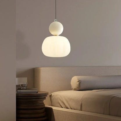 Cream Art Deco Hanging Lamp with Metal Dome Shade for Kitchen & Dining Room | Modern Geometric Pendant Ceiling Fixture