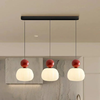 Cream Art Deco Hanging Lamp with Metal Dome Shade for Kitchen & Dining Room | Modern Geometric Pendant Ceiling Fixture