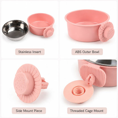 Ortekor Crate-Mounted Stainless Steel Pet Bowl for Dogs & Cats - Screw-On Food & Water Bowl for Cleaner Kennel Feeding