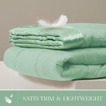 Windom Collection | Down Alternative Blanket with Moisture-Wicking Treatment | Lightweight & Soft Bed Cover for All Seasons, Satin Trim
