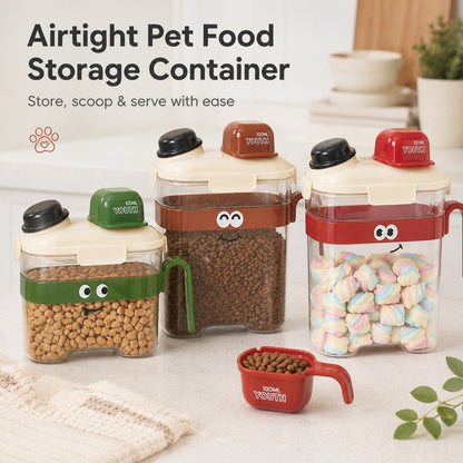 Ortekor Sealed Pet Food Storage Container with Scoop for Cats & Dogs - Easy, Mess-Free Daily Feeding