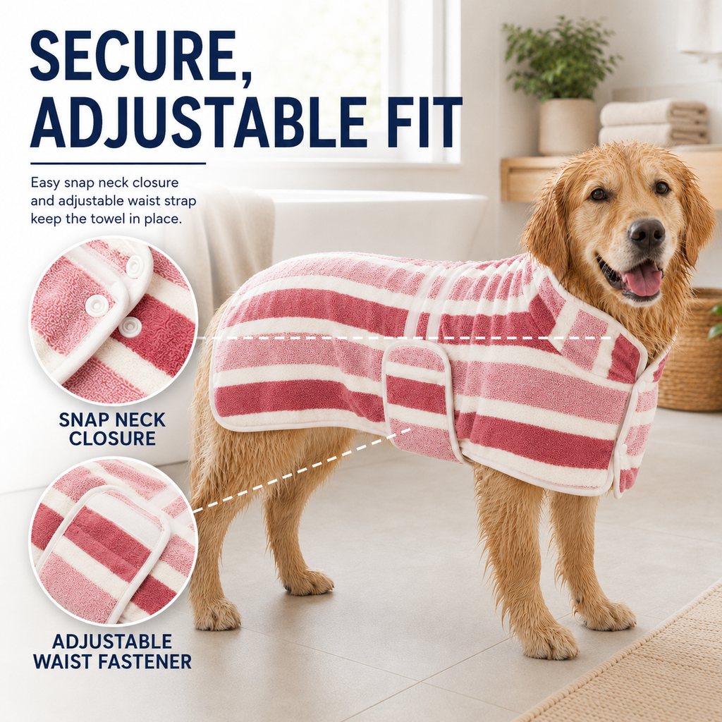 Ortekor Wearable Microfiber Dog Drying Towel – Hands-Free Post-Bath & Rainy-Day Wrap for Wet Fur & Drips