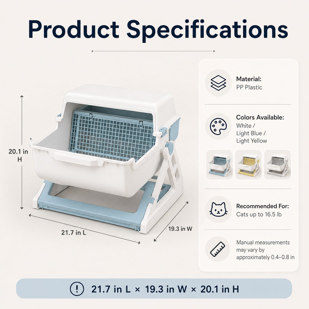 Ortekor Semi-Automatic Cat Litter Box for Indoor Cats - Open Entry Flip-to-Sift Design for Easier Cleanup