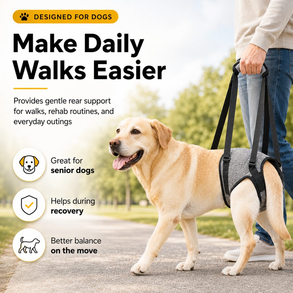 Ortekor Dog Rear Support Harness for Stairs, Walks & Car Rides - Mobility Lift Sling for Senior Dogs with Weak Hind Legs