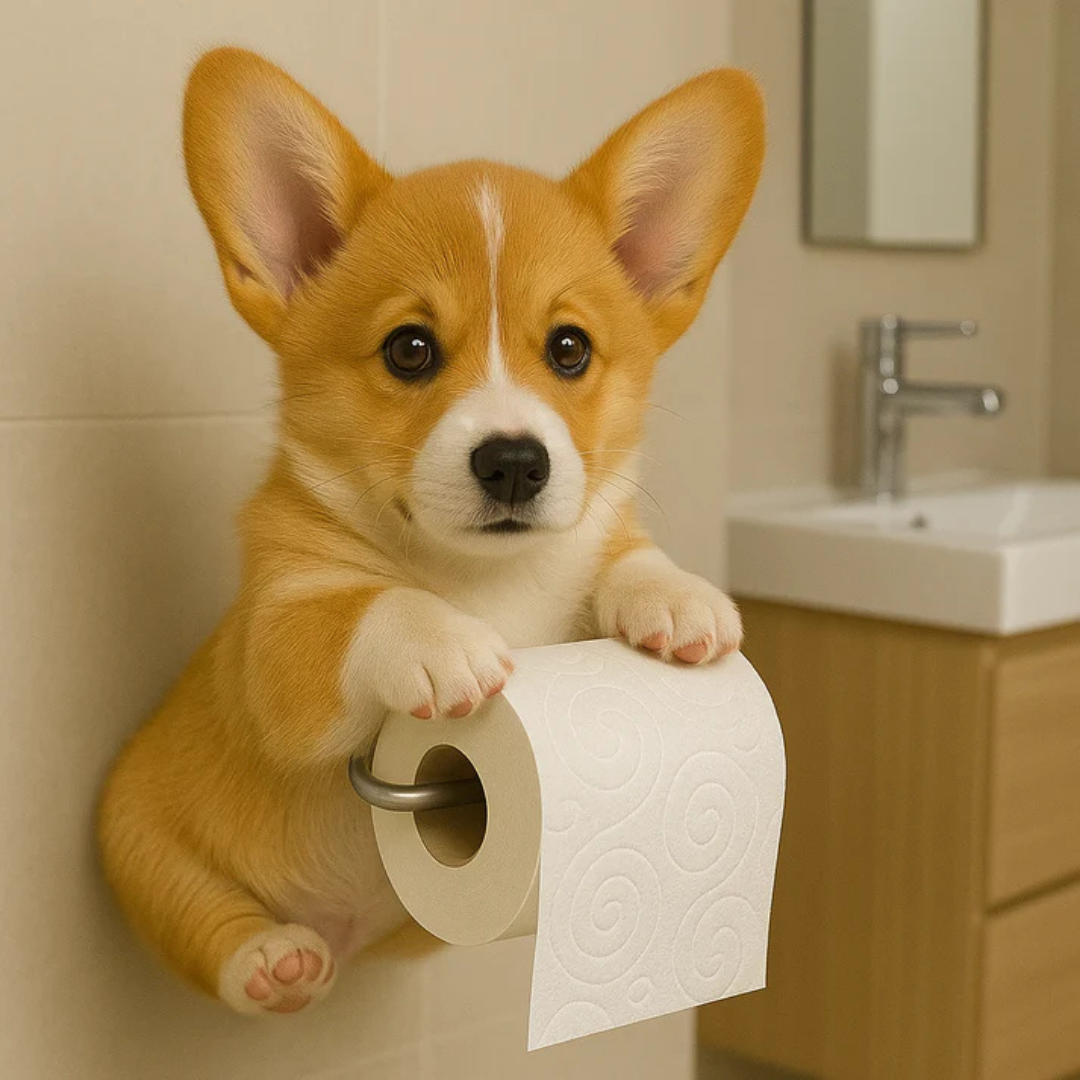 Dog Toilet Paper Holder Wall Mount – Playful Puppy Tissue Dispenser for Bathroom Décor, Fun Resin Design for Kids & Adults