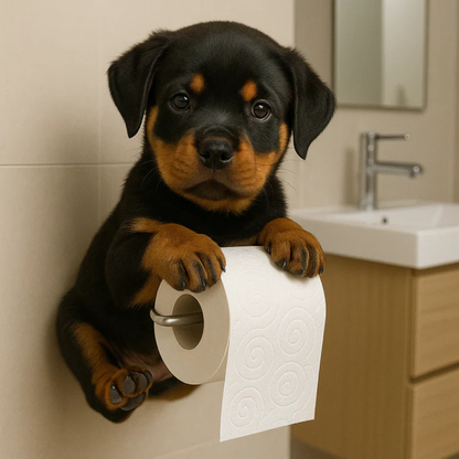 Dog Toilet Paper Holder Wall Mount – Playful Puppy Tissue Dispenser for Bathroom Décor, Fun Resin Design for Kids & Adults