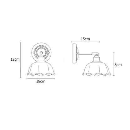 Adjustable Swing Arm Sconce with Porcelain Shade 7 in White & Copper Finish Task Light for Bedroom Nightstand Living Room Wall Accent