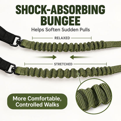 Ortekor Dual Handle Shock-Absorbing Bungee Dog Leash for City Walks, Jogging & Hiking - Softer Pulls, Quick Close Control