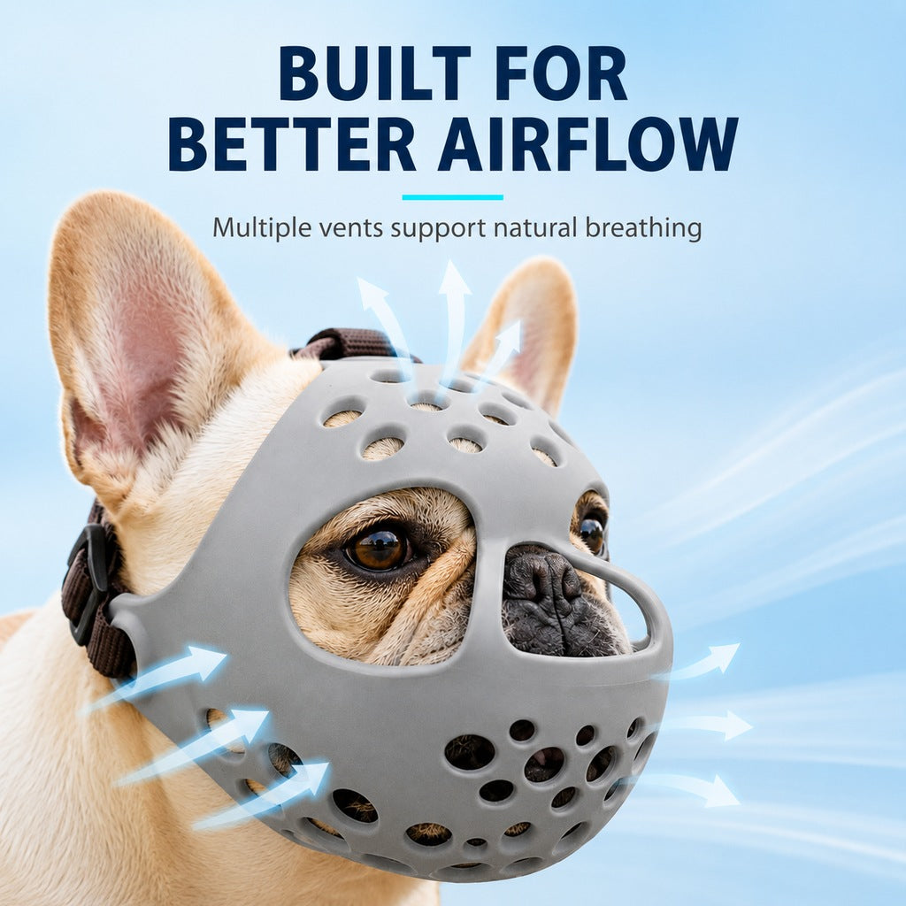 Ortekor Short-Snout Dog Muzzle for French Bulldogs - Breathable No-Bite & Anti-Scavenging Muzzle for Walks, Grooming and Daily Care