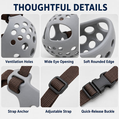 Ortekor Short-Snout Dog Muzzle for French Bulldogs - Breathable No-Bite & Anti-Scavenging Muzzle for Walks, Grooming and Daily Care