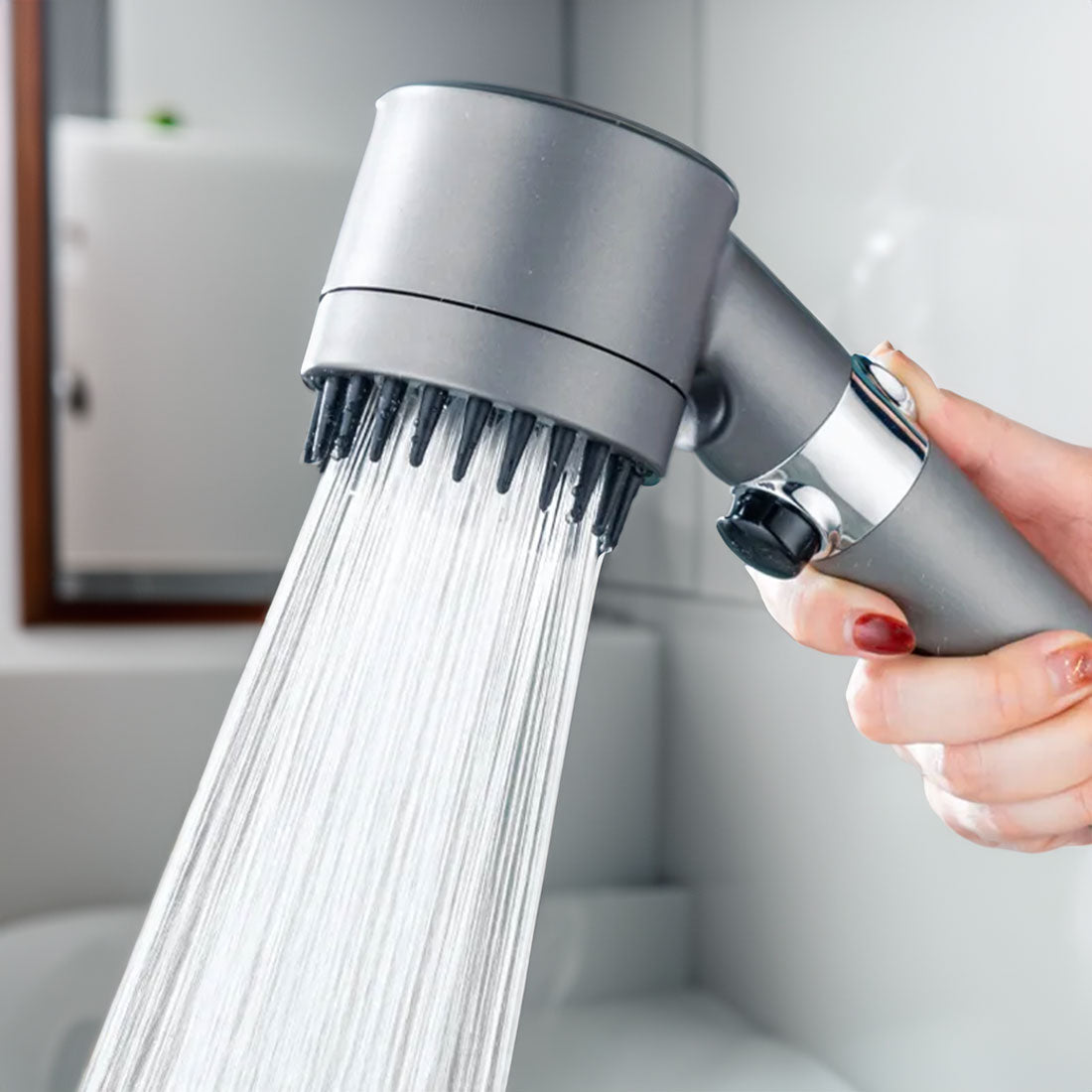 High-Pressure Shower Head with 3 Spray Modes & Built-In Water Filter for Low-Pressure Homes
