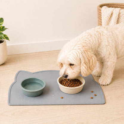 Ortekor Raised-Edge Silicone Pet Feeding Mat for Cats & Dogs - Keeps Floors Clean at Mealtime