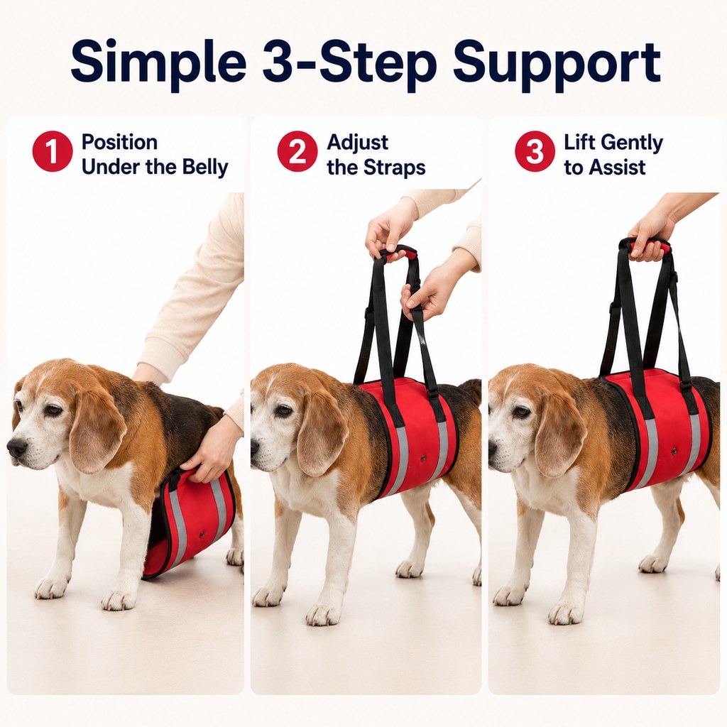 Ortekor Reflective Dog Lift Support Sling - Belly Assist for Dogs with Limited Mobility on Stairs, Walks & Car Entry
